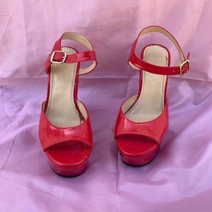 Size 10, red platform shoes